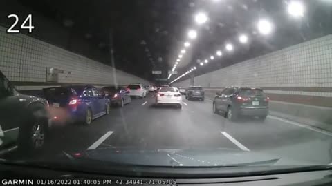 car accident inside tunnel