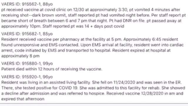 People are dropping like flies after taking the CoVid19 Vaccine.