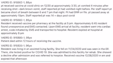 People are dropping like flies after taking the CoVid19 Vaccine.