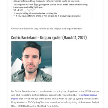 Two young European competitive cyclists die suddenly