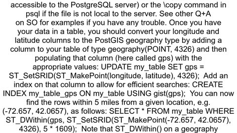 How do I query all rows within a 5mile radius of my coordinates