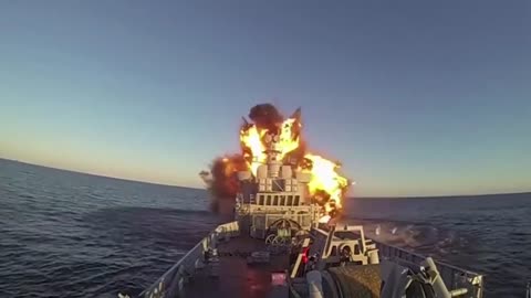 Second Russian warship burns after 'hit by missile' claims