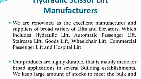 Hydraulic Scissor Lift Manufacturers in Chennai