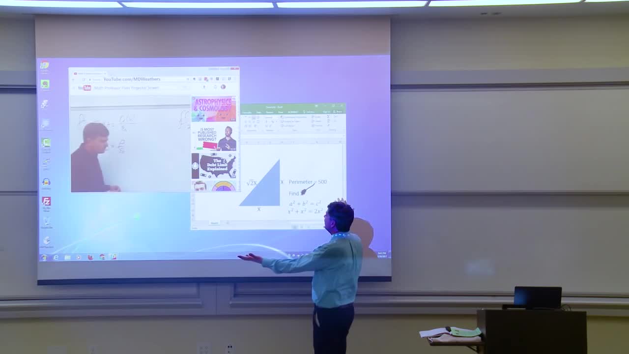 April Fools Prank Math Professor Fixes Projector Screen