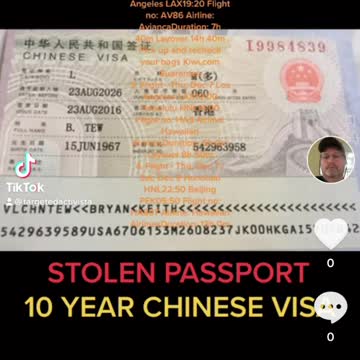 PASSPORT WITH TEN YEAR CHINESE VISA STOLEN DEC 9 2017 NEVER ABLE TO REPLACE