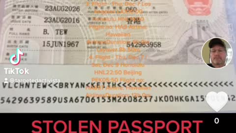 PASSPORT WITH TEN YEAR CHINESE VISA STOLEN DEC 9 2017 NEVER ABLE TO REPLACE