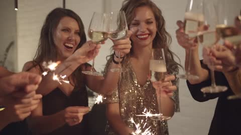 A group of girls celebrate Christmas