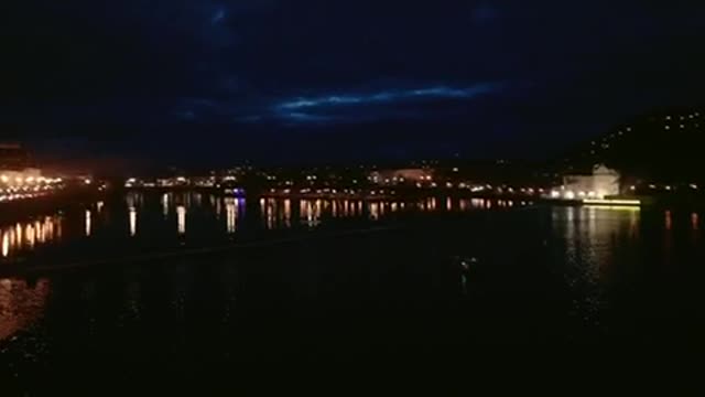 The sky turns blue at night.