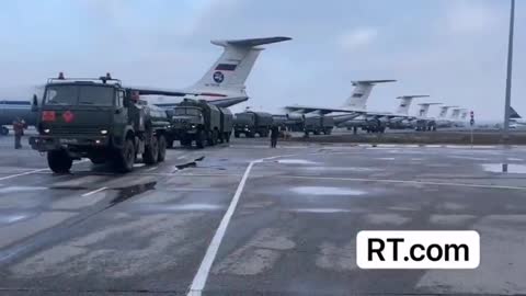 Russian soldiers arrive in Kazakhstan.