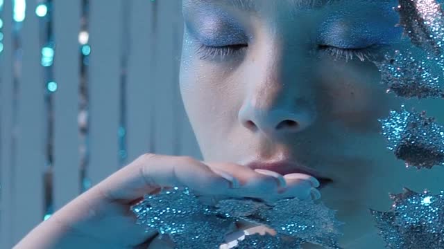 Winter fashion cold looking woman, concept video