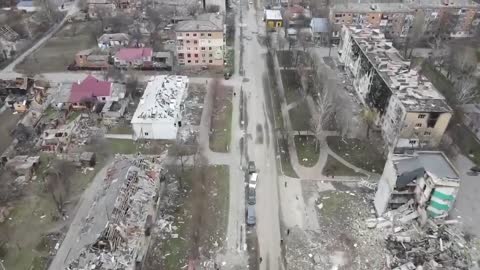 +18 Ukraine War Destruction Of Borodyanka Near Kyiv From The Air