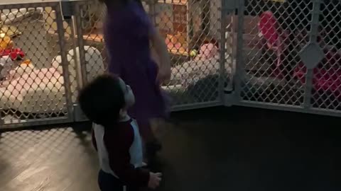 Baby boy walks on knees