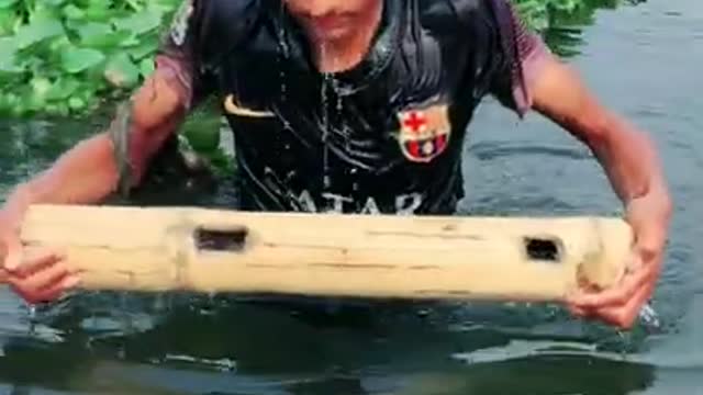 Bamboo fishing skill...