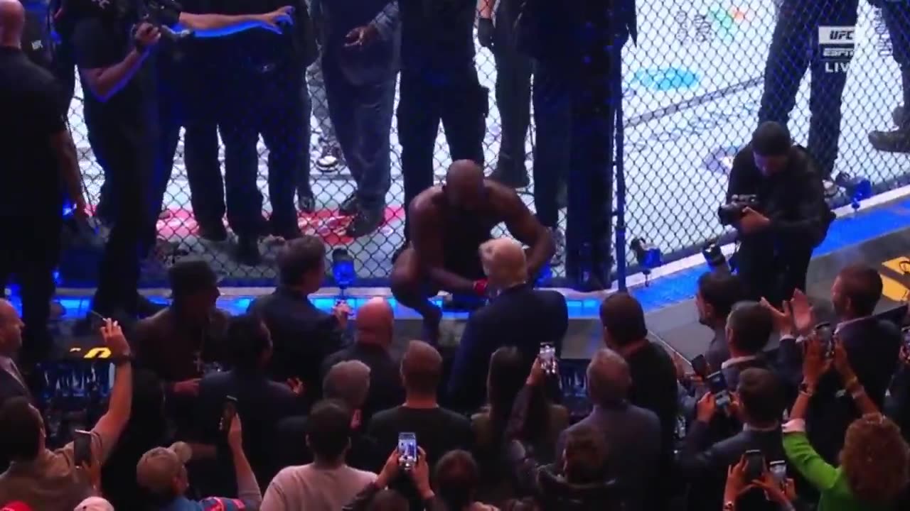 Jon Jones just won his UFC match and gave the championship belt to Trump