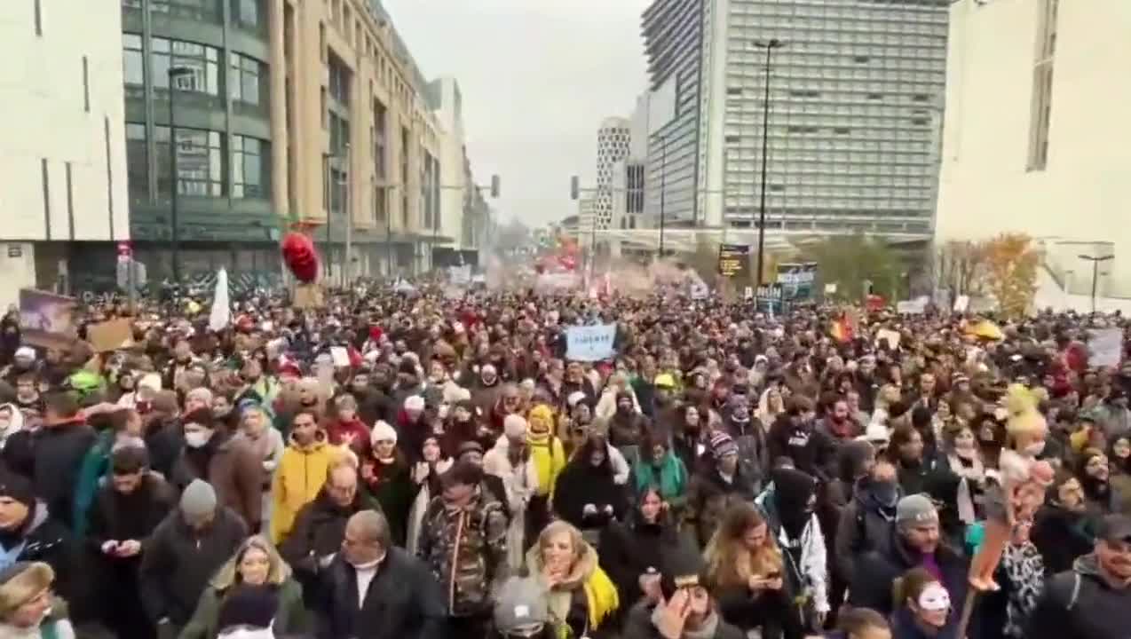 The Brussels firefighter and care worker protest