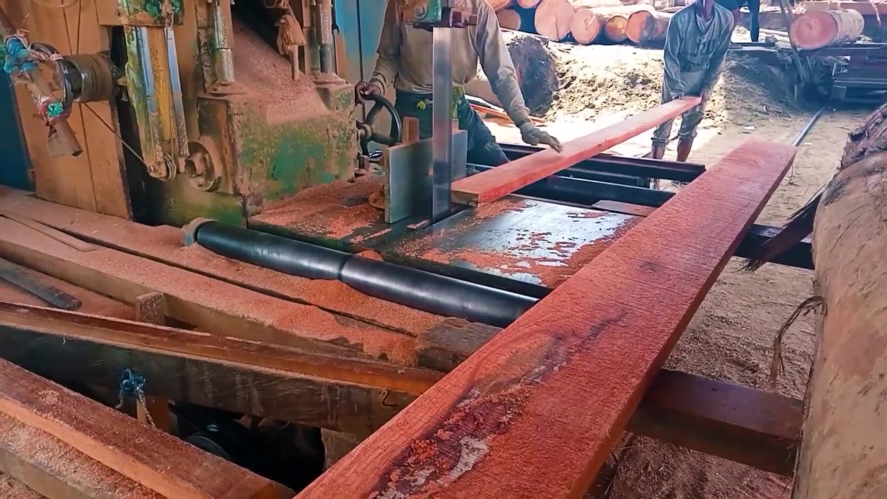 Wood Factory. Processing Of Bengkirai Wood For Beams, Frame Materials And Others