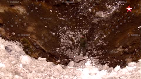 A huge crater formed after the Sarmat hit a target at the Kura training ground