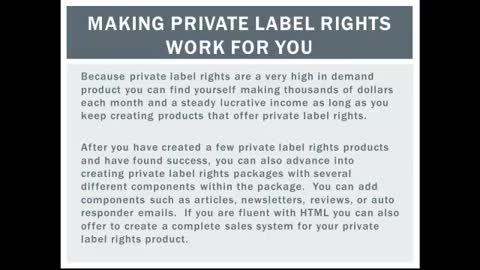 Making Private Label Rights Work For You