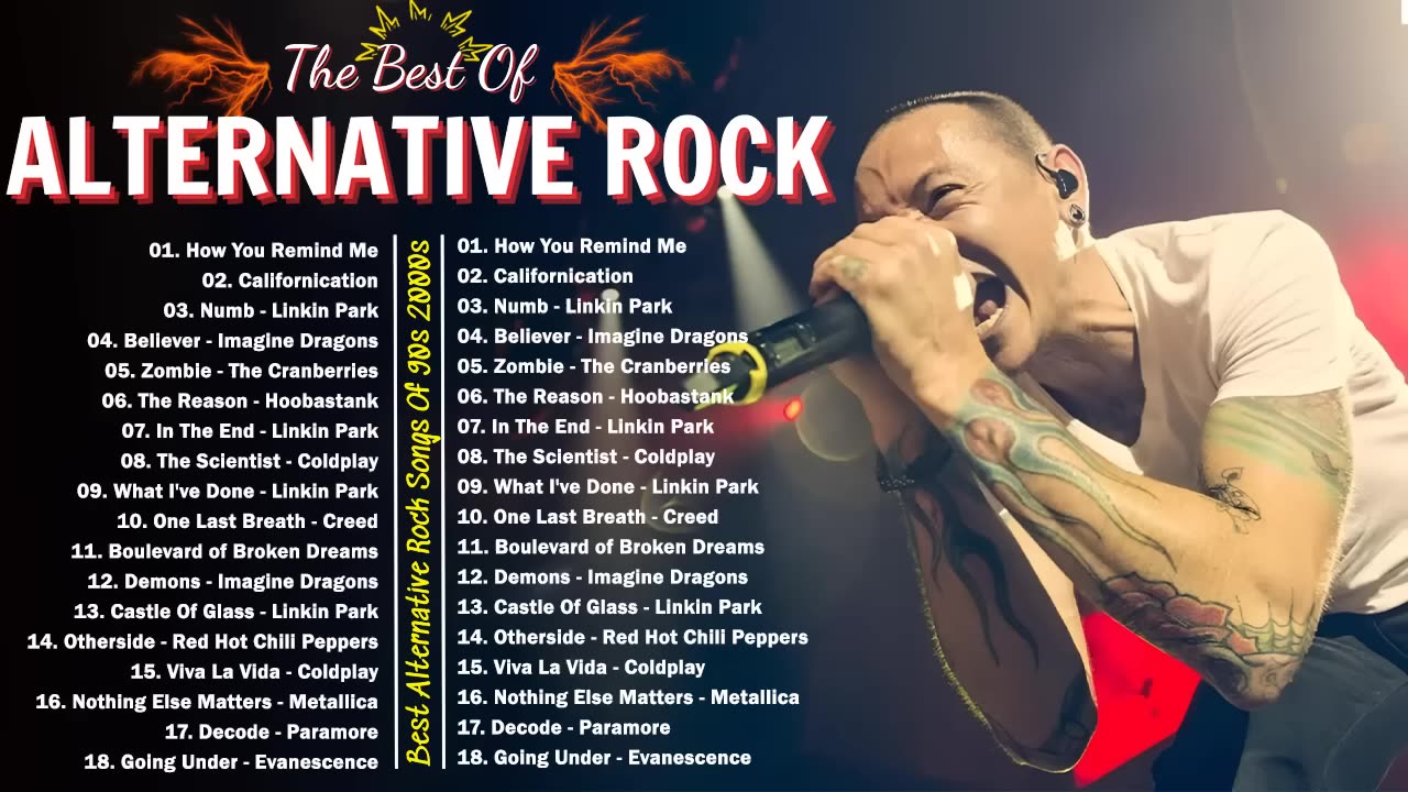 Alternative Rock Of The 90s 2000s - Linkin park, Creed, AudioSlave, Hinder, Evanescence, Nickelback