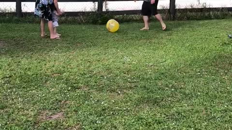 Playing ball outside