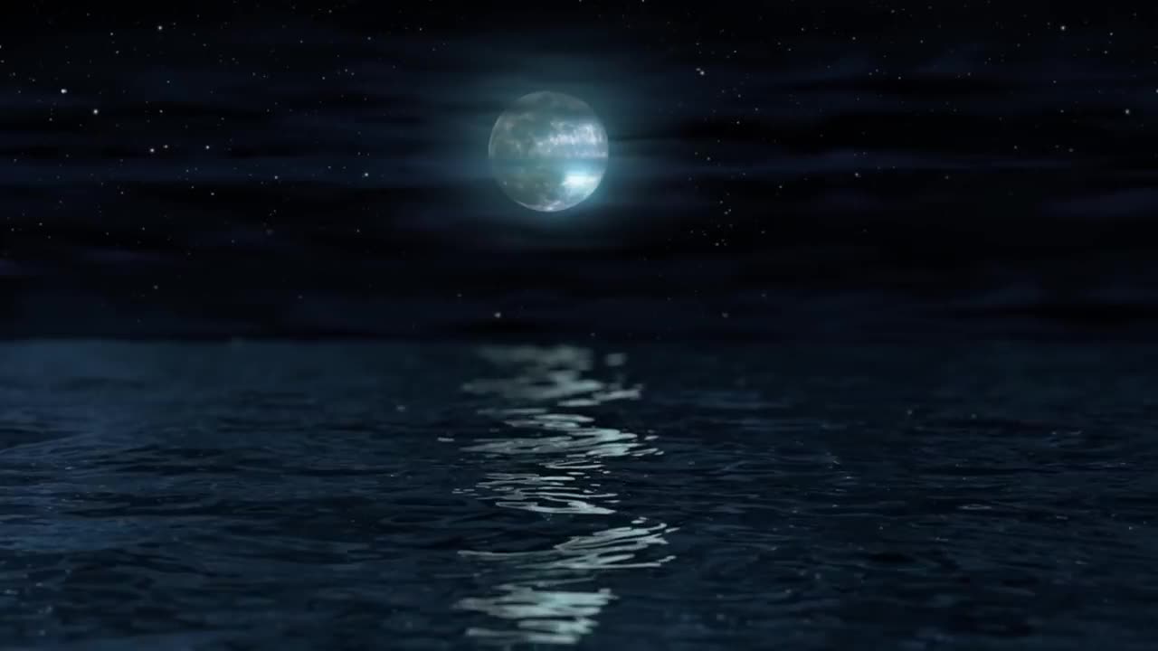 Full Moon Reflection over the Sea | 4K Relaxing Background