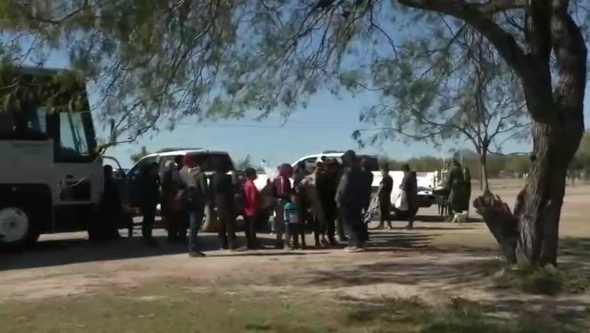More migrant families arrive in La Joya, Texas after crossing illegally this afternoon.