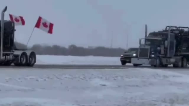 Canadian truckers against Covid mandates BLOCK all lanes of traffic to and from the United States.