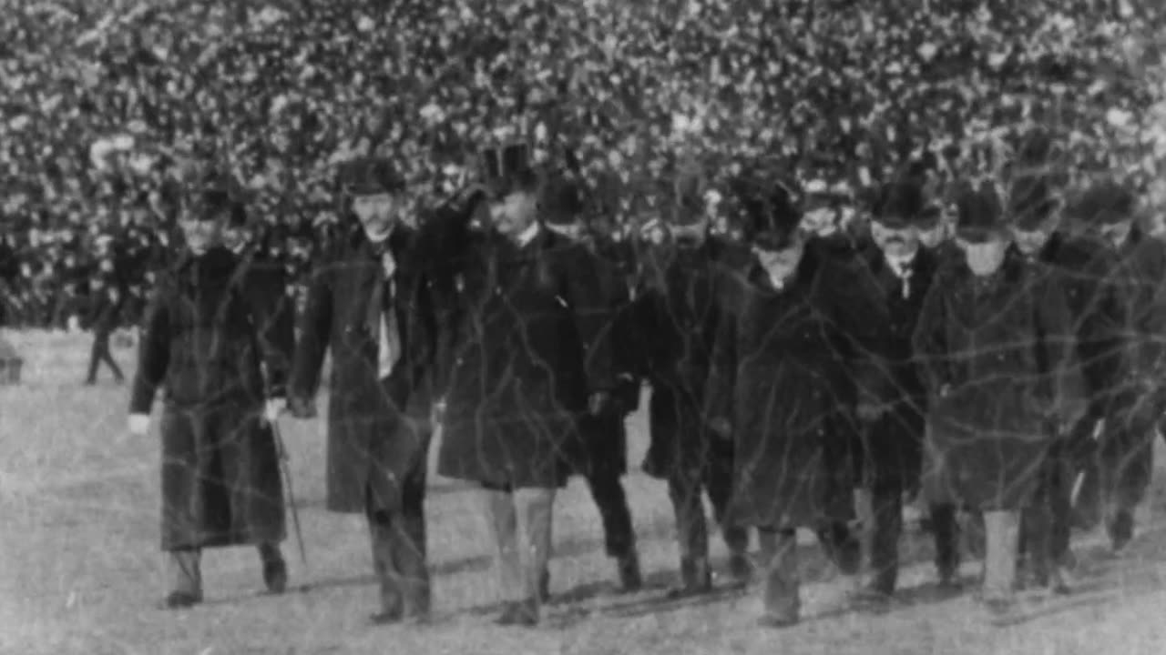 President Roosevelt At Army-Navy Football Game (1902 Original Black & White Film)