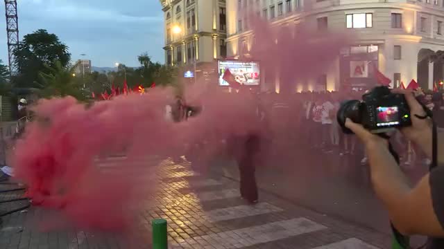 Violent protests against the EU proposal erupted in Skopje.