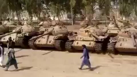 Footage of dozens of tanks, military vehicles in Taliban control
