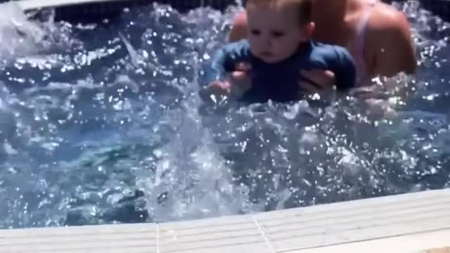 Baby's first swimming I am going to cherish these moment forever