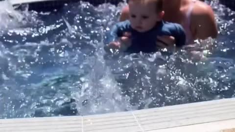 Baby's first swimming I am going to cherish these moment forever