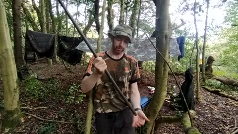 24hr solo wild camp and forest exploration in the German army flecktarn pup tent.