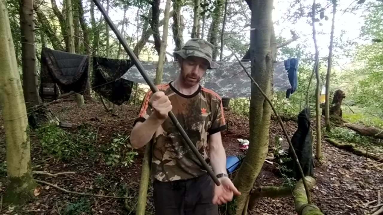 24hr solo wild camp and forest exploration in the German army flecktarn pup tent.