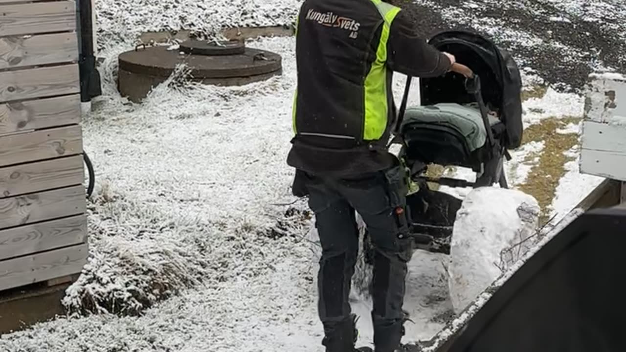 Dad Takes Baby Out in Monster Truck Stroller