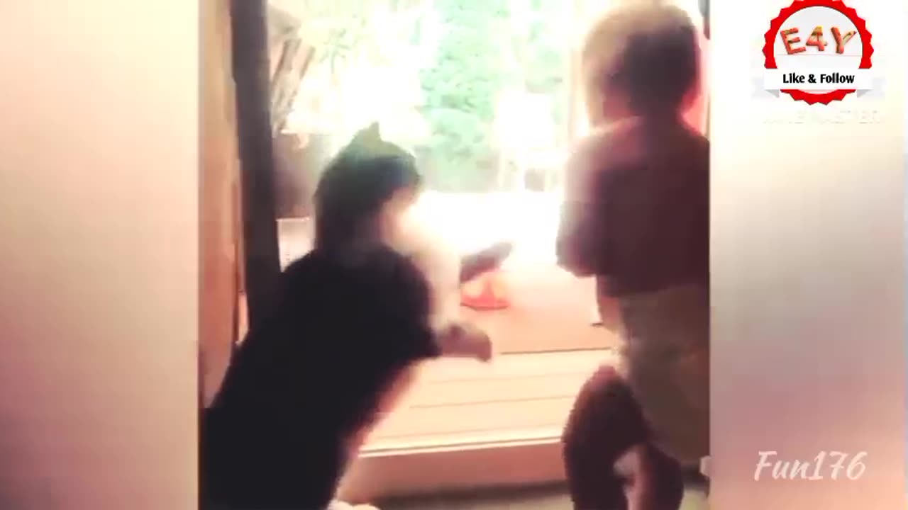 The relationship between a cat and a child, sometimes fighting and sometimes love.