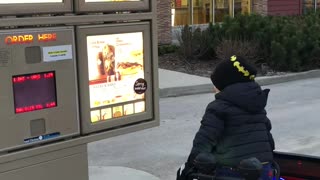 Boy Drives Toy Jeep Through Tim Hortons Drive-Thru