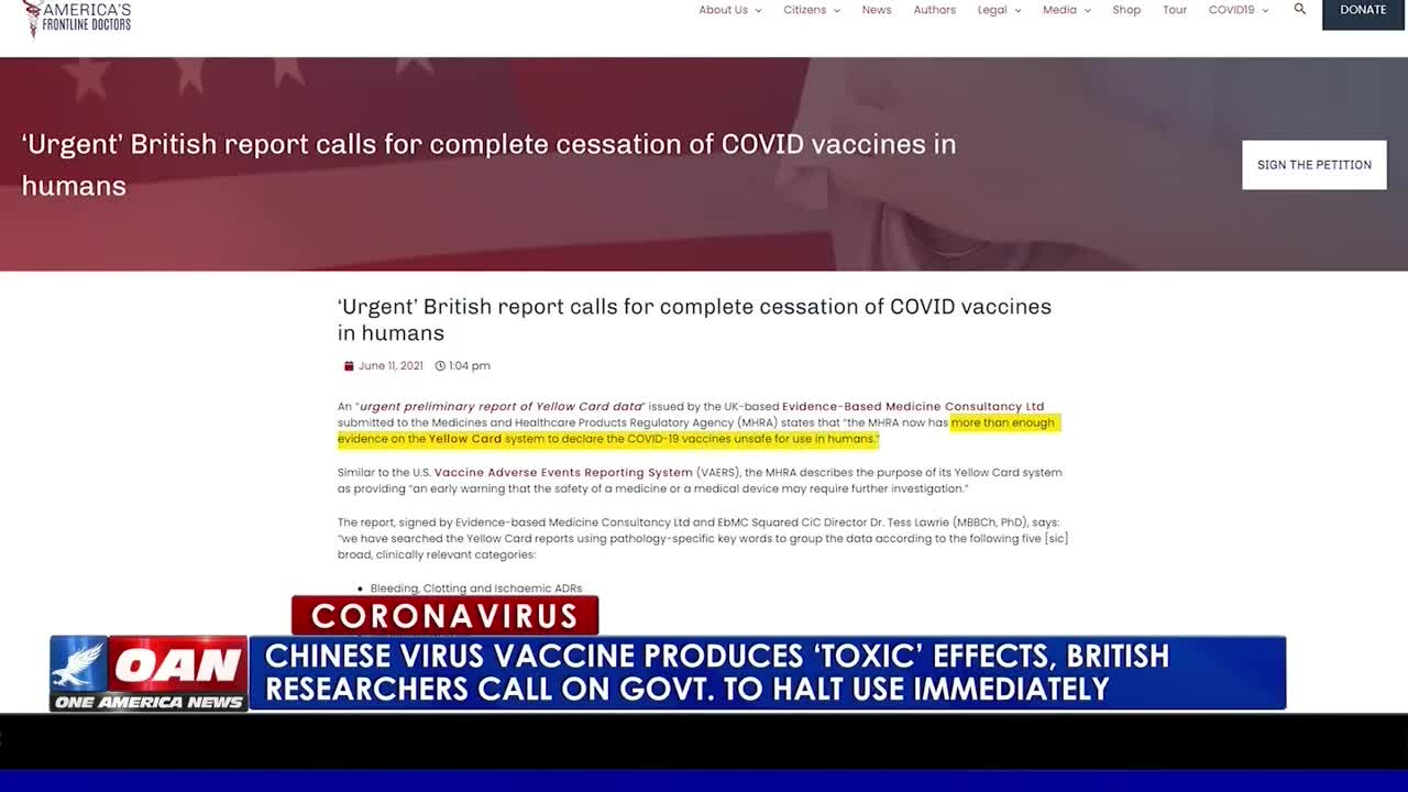 OANN Vaccines produce ‘toxic’ effects, British researchers call on govt. to halt use immediately