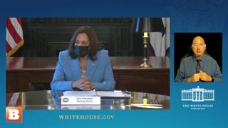 Kamala Harris: "My Pronouns Are 'She/Her' and I'm a Woman Sitting at the Table Wearing a Blue Suit"