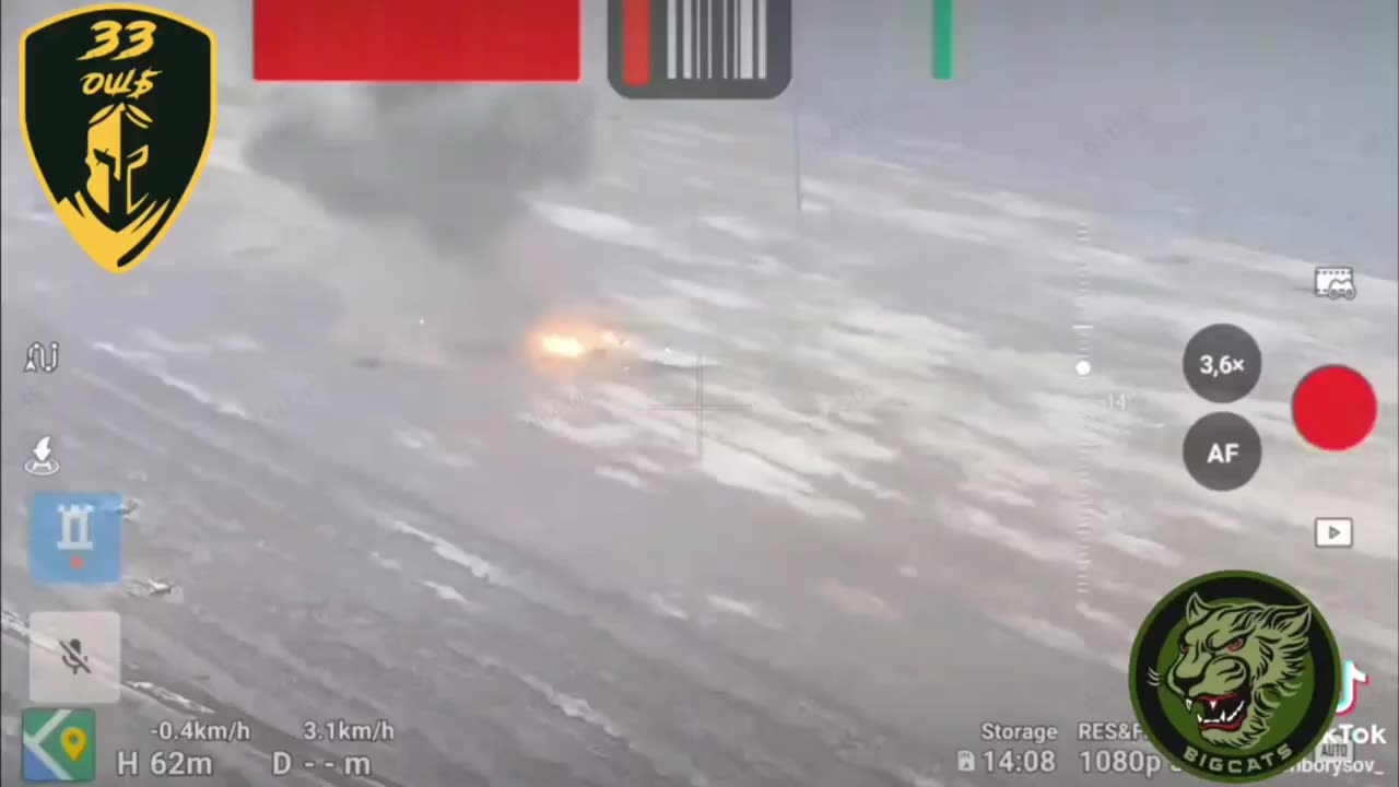 Russian Column Comes Under Fire After Lead Vehicle Hits a Mine