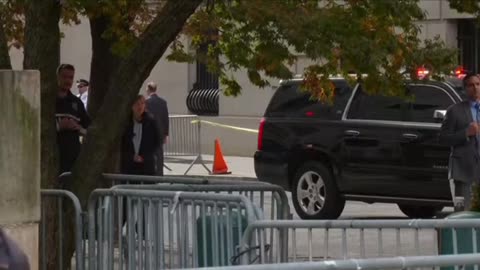 President Trump back at the court house.