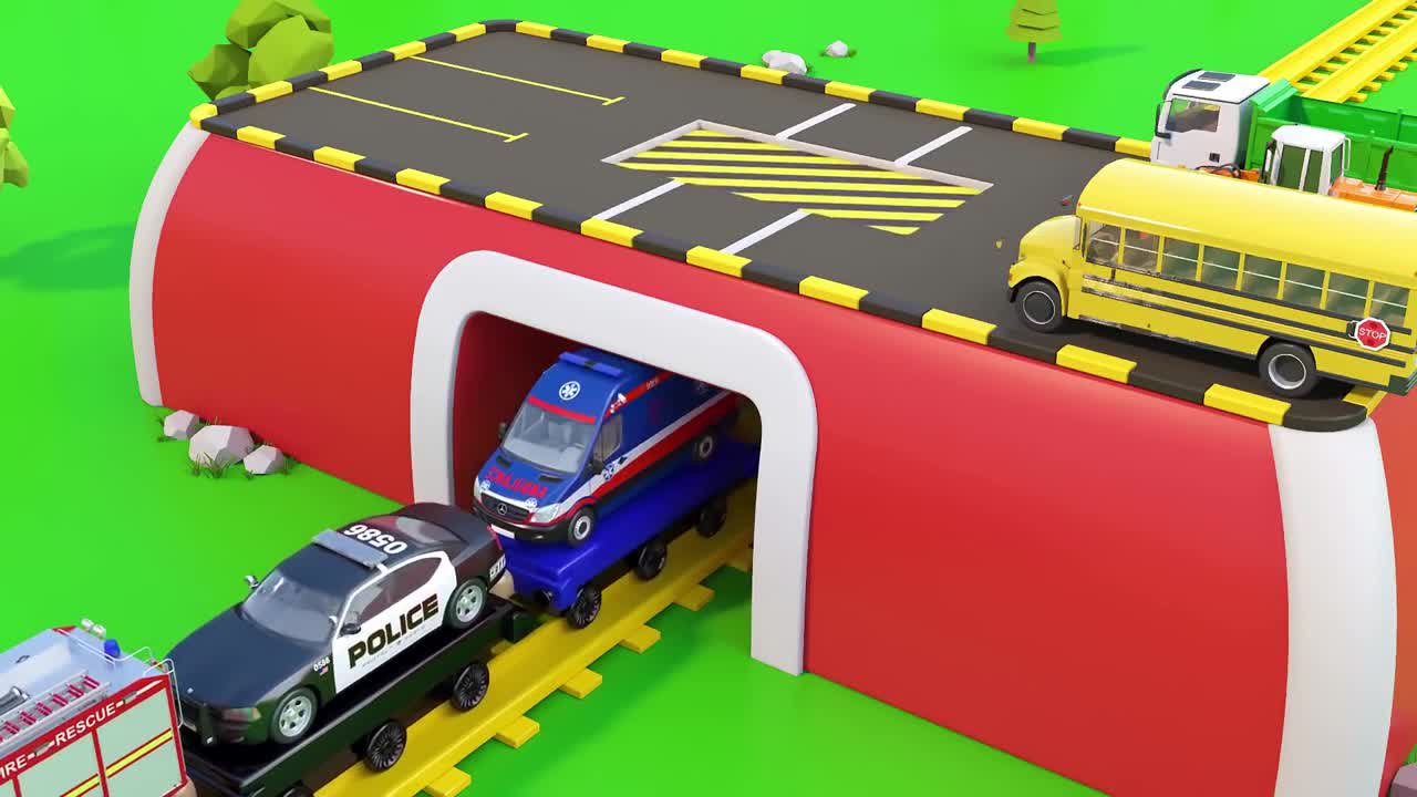 Colors for Children to Learn with Train and Vehicles - Educational Videos _ Toy Trucks for Kids