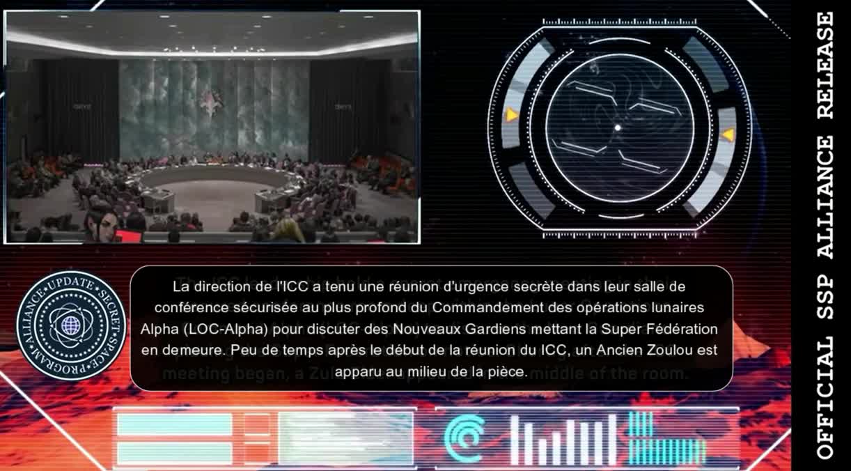 Réunion secrète d'urgence du ICC interrompue par un Ancien Zoulou et les Nouveaux Gardiens