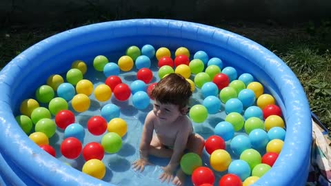 FUNNY BABY is FIGHTING against 100 Balls in Pool !!!