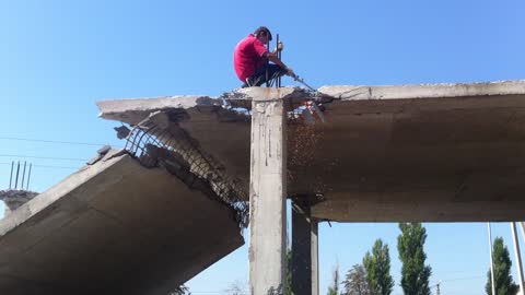 Lucky Leap Off Collapsing Concrete