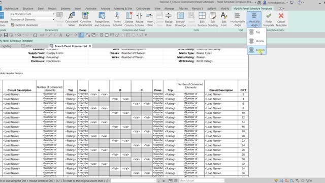 REVIT ELECTRICAL: CREATE CUSTOMISED PANEL SCHEDULES