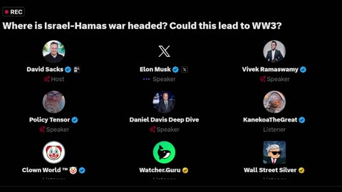 Elon Musk, Vivek Ramaswamy, and David Sacks discuss the growing risk of WWIII