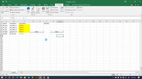 How to monitor ping status in MS EXCEL
