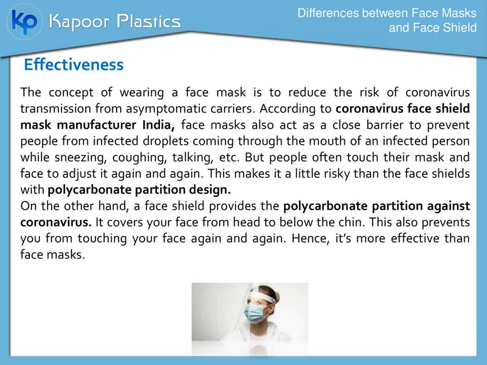 Differences between Face Masks and Face Shield