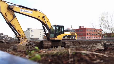 Destruction of old building by Crane.